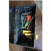 Image 3 : BLACK TOOL BOX AND ASSORTED HAND TOOLS
