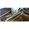 Image 2 : LOT OF PRUNERS, FISKARS AND OTHERS AND PAIL OF MACHETES AND TOOLS
