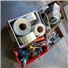 Image 1 : 4 boxes of tools, labels and shop hardware