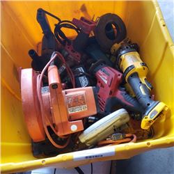 Yellow bin of power tools