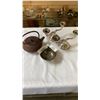 Image 1 : 2 CANDLESTICKS, EASTERN TEAPOT AND SILVER PLATE BOWL