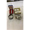 Image 1 : Police watch, lighter in case and matching bracelet and earrings with brass box