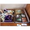 Image 1 : TRAY OF VINTAGE PICTURES AND SHOE JEWELRY STANDS