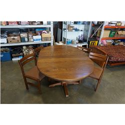 SOLID OAK DINING TABLE WITH 2 EXTENTIONS AND 4 CHAIRS