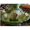 Image 2 : SIGNED POTTERY JUG AND BOWL, W/ SERVING TRAY