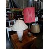 Image 1 : MCM BRASS AND RED GLASS TABLE LAMP WITH RED SHADE AND WHITE TABLE LAMP