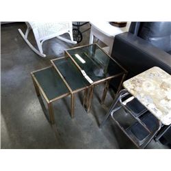 3 BRASS NESTING END TABLE SET