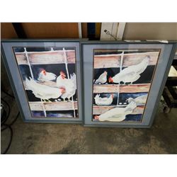 2 ROBERT SONDERGAARD FRAMED CHICKEN PAINTINGS