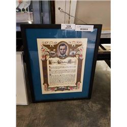 LINCOLNS GETTYSBERG ADDRESS PRINT