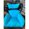 Image 3 : BRAND NEW BLUE CUSHION HANGING EGG CHAIR - RETAIL $949 W/ NECK PILLOW, FOLDABLE FRAME, POWDER COATED