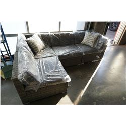 BRAND NEW 4 PIECE PREMIUM OUTDOOR MODERN GREY RATTAN MODULAR SECTIONAL SOFA RETAIL $1699 W/ DARK GRE