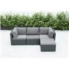 Image 1 : BRAND NEW RATTAN OUTDOOR 4 PIECE MODULAR SECTIONAL SOFA W/ DARK GREY CUSHIONS - RETAIL $1299 POWDER 