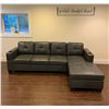 Image 1 : BRAND NEW GREY AIR LEATHER 2 PC SECTIONAL SOFA W/ CUPHOLDERS, AND REMOVABLE PILLOW BACKS, RETAIL $13