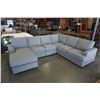 Image 1 : BRAND NEW LIGHT GREY FABRIC 5 PIECE MODULAR AND REVERSIBLE SECTIONAL SOFA - RETAIL $3699