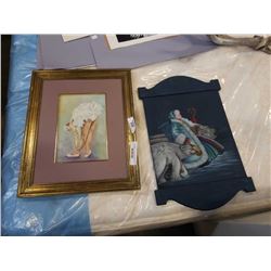 Oil on board Malia '98 and painting on board