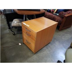 MAPLE 3 DRAWER ROLLING FILING CABINET