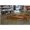 Image 1 : 2 SOLID OAK GLASSTOP ENDTABLES AND COFFEE TABLE