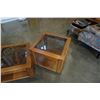 Image 2 : 2 SOLID OAK GLASSTOP ENDTABLES AND COFFEE TABLE