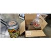 Image 1 : Box of Miller light glass dome, metal can, heaters and more