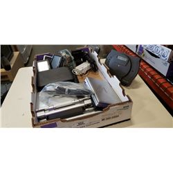 TRAY OF PORTABLE DVD PLAYERS, GPS, ELECTRONICS