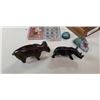 Image 4 : CARVED WOOD BEAR AND RHINO, FOSSIL COLLECTION, AMETHYST GEODE AND WOOD BOX
