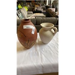 CERAMIC VASE AND PITCHER