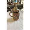 Image 3 : GERMAN STEIN, 2 CHINA PLATES AND BLUE GLASS PLATE