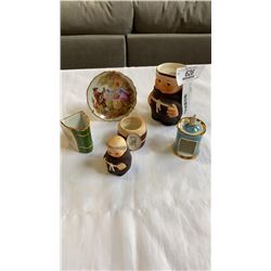 GOEBEL FRIAR MUG, NAPKIN RING AND PEPPER, AND LIMOGES MINIATURE PIECES