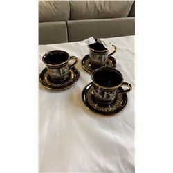 3 MADE IN GREECE TEA CUPS AND SAUCERS