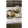 Image 1 : HUMLEBAEK DENMARK PLATE, GLADSTONE BONE CHINA PLATE, BOHEMIAN CZECH BOWL AND WELCOME WALL HANGING AN
