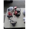 Image 1 : 2 WHITE AND 2 BLACK ADULT LARGE CCM FM580 CAGES, 1 JUNIOR - RETAIL $250