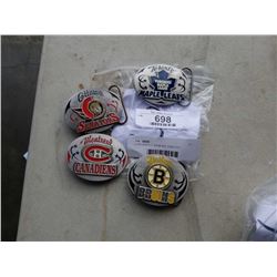 4 DIFFERNTLY TEAM NHL SISKIYOU NUMBERED NHL BELT BUCKLES - $39.99 EACH