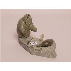 Inuit Soapstone Carving - Hunter and Se