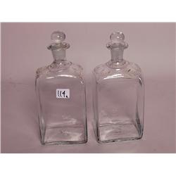 Two Antique Gilt Glass Decanters