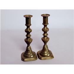 Victorian Brass Push Up Candlesticks