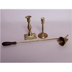 Brass Candle Sticks and Snuffer
