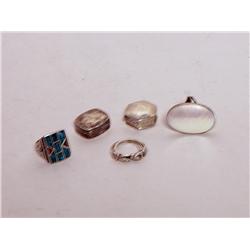 Navajo Rings and Two Sterling Pill Boxe