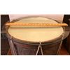 Image 2 : ANTIQUE DRUM WITH GLASS TOP CREATING A SIDE TABLE