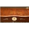 Image 3 : ANTIQUE CABINET W/ CLOCK INSERT & GLASS SHELVES