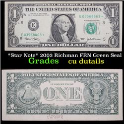 *Star Note* 2003 Richman FRN Green Seal Grades CU Details