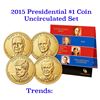 Image 1 : 2015 United States Mint Presidential $1 Coin Uncirculated Set 8 coins