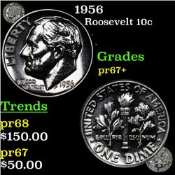 Proof 1956 Roosevelt Dime 10c Grades GEM++ Proof