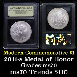 2011-s Medal of Honor Modern Commem Dollar $1 Graded ms70, Perfection By USCG