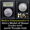 Image 1 : 2011-s Medal of Honor Modern Commem Dollar $1 Graded ms70, Perfection By USCG