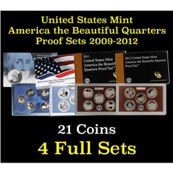 Group of 4 United States America The Beautiful Quarters Proof Sets 2009-2012 20 coins