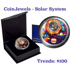 2016 CoinJewels Solar System Metal 1oz .999 Silver, Contains Tektite and CZ Proof Quality