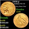 Image 1 : 1908-p Gold Indian Quarter Eagle $2 1/2 Grades Choice AU/BU Slider