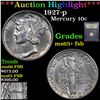 Image 1 : ***Auction Highlight*** 1927-p Mercury Dime 10c Graded GEM+ FSB BY USCG (fc)