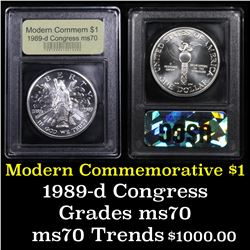 ***Auction Highlight*** 1989-d Congress Modern Commem Dollar $1 Graded ms70, Perfection By USCG (fc)