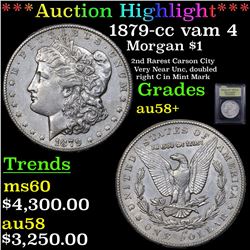 ***Auction Highlight*** 1879-cc vam 4 Morgan Dollar $1 Graded Choice AU/BU Slider+ By USCG (fc)